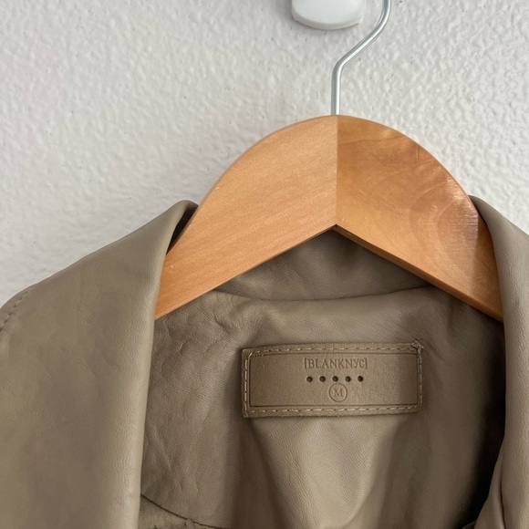 Blank NYC Taupe Brown Faux Leather Moto Jacket M - Picture 5 of 11
